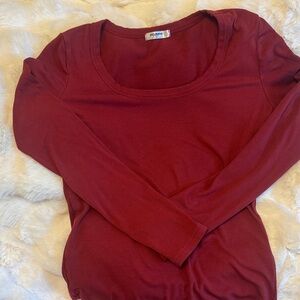 zeagoo Burgundy Long Sleeve Scoop Neck Top